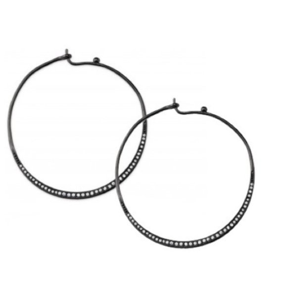 Stella & Dot | Pavé Hoops Retired Rare Heiress Gunmetal+Pavé Hoops - Picture 2 of 4